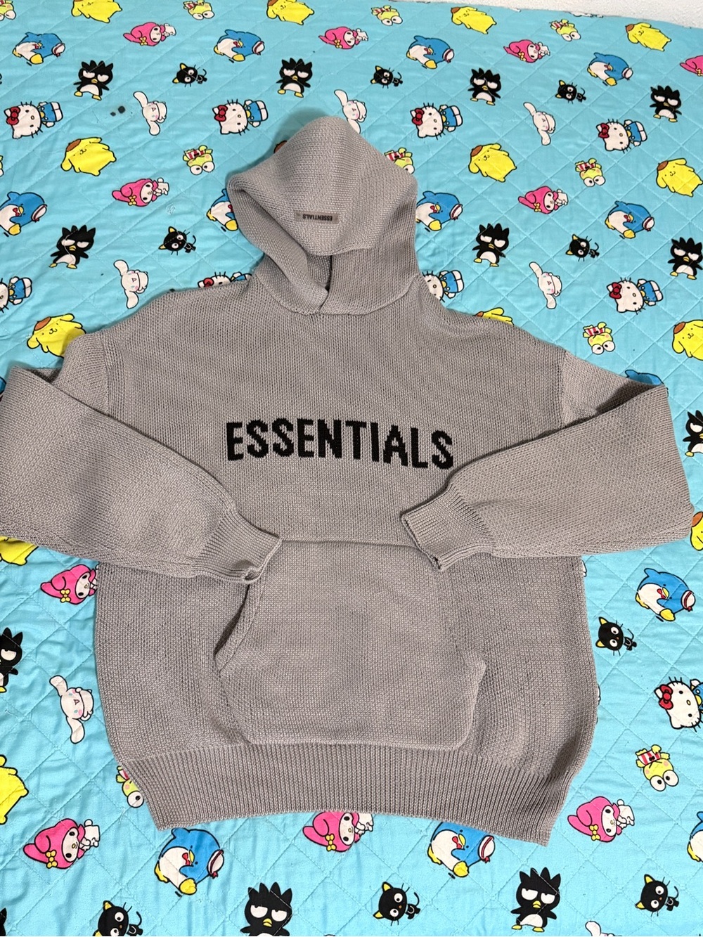 Essentials Men's Light Gray Turtleneck Logo Knit Sweater